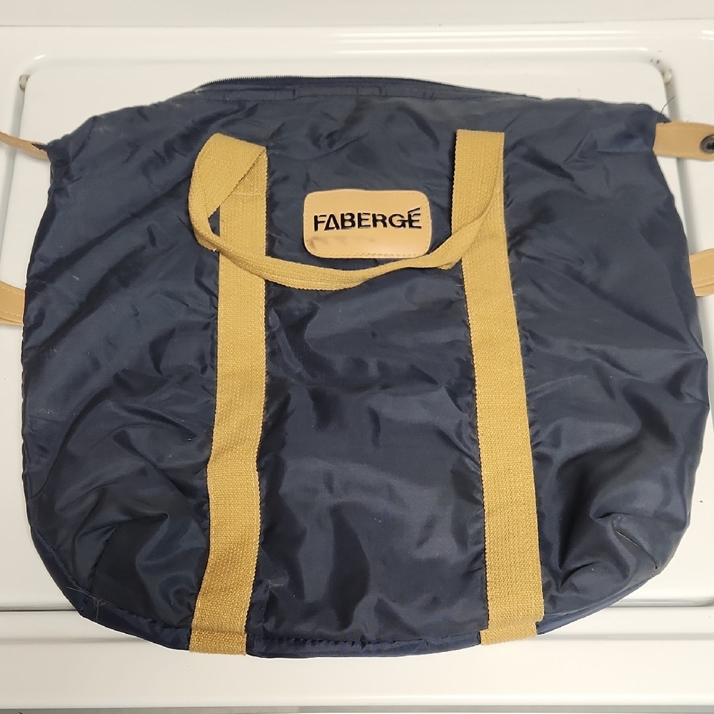 FABERGE Tote 1980s Nylon Gym Overnight Bag 15 x15" Vintage